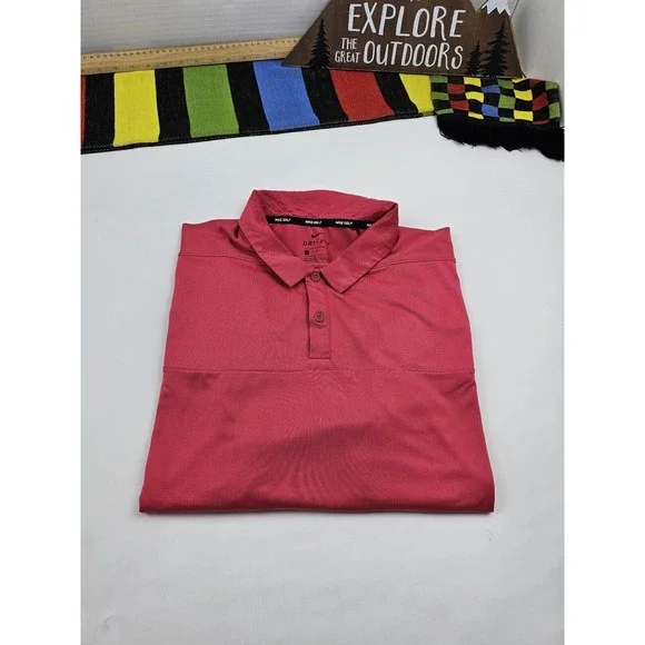 Nike Mens Polo Golf Shirt Size Large Color Pink Dri-Fit Rugby Casual Top - Picture 3 of 9